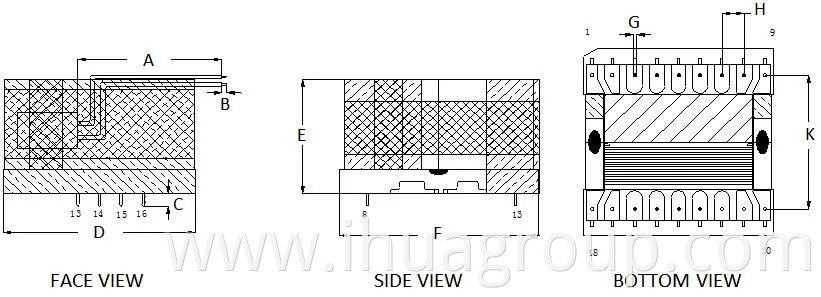 Ee/Eel/Ef/Efd/Em/Ep/EPC/Er/Etd Type /G Type/Pot Type Flyback Switching Mode Power High-Frequency Transformer